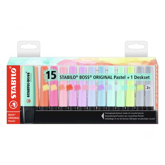 15 Resaltadores Boss Pastel Deskset Stabilo