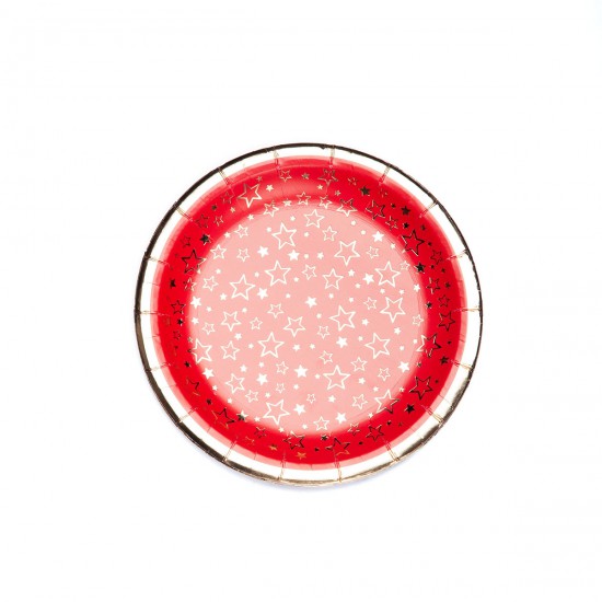 Plato de Polipapel con Stamping Dorado Estrellas x 8