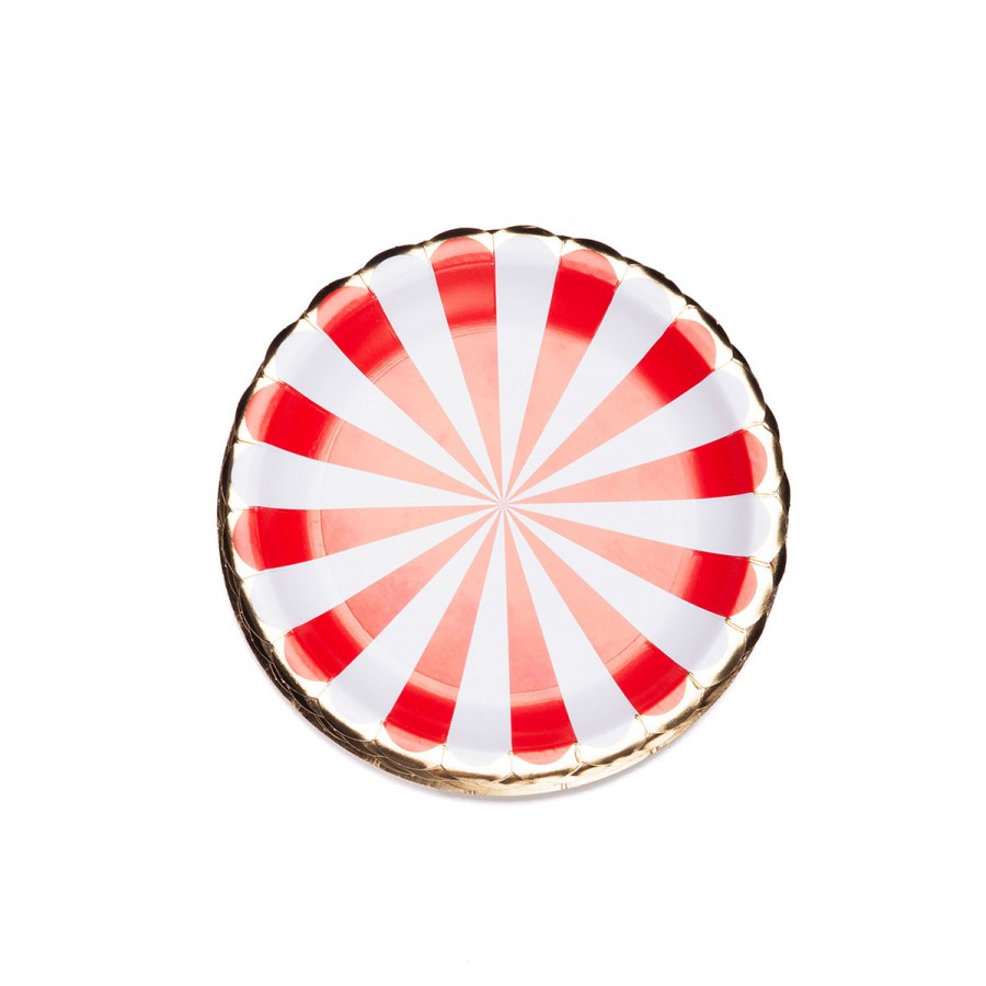 Plato de Polipapel Ruleta Blanca y Roja x 8