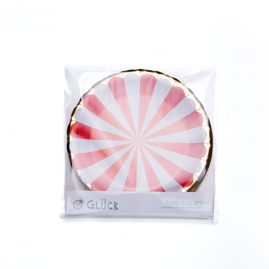 Plato de Polipapel Ruleta Blanca y Roja x 8