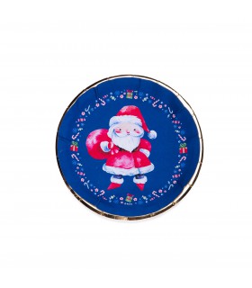 Plato de Polipapel Papá Noel Azul x 8