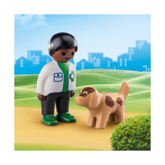 Veterinario Con Perro 1.2.3 Juguete Playmobil