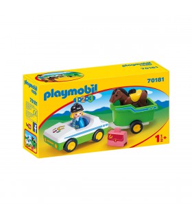 Auto Con Trailer Y Caballo 1.2.3 Juguete Playmobil