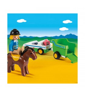 Auto Con Trailer Y Caballo 1.2.3 Juguete Playmobil