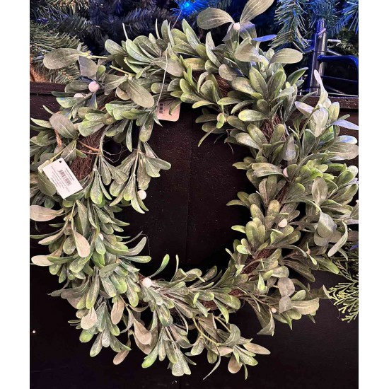 Corona Navideña de Hojas Verdes 55 cm Alparamis