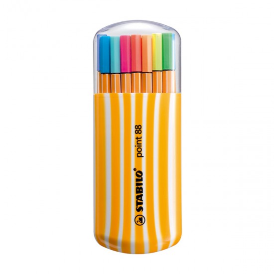 Microfibras Point 88 Zebra Estuche Amarillo Stabilo x 20