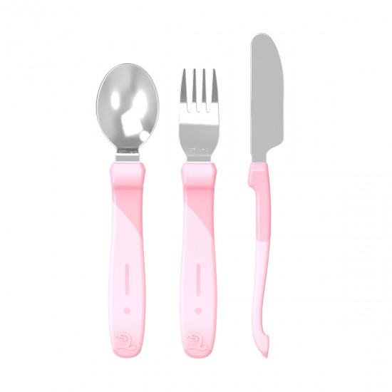 Set de Cubiertos de Aprendizaje 12M Rosa Twistshake