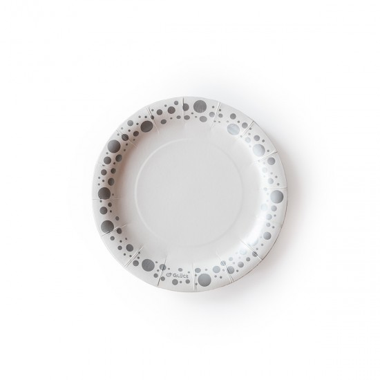 Plato de Polipapel Lunares Plateados x 6