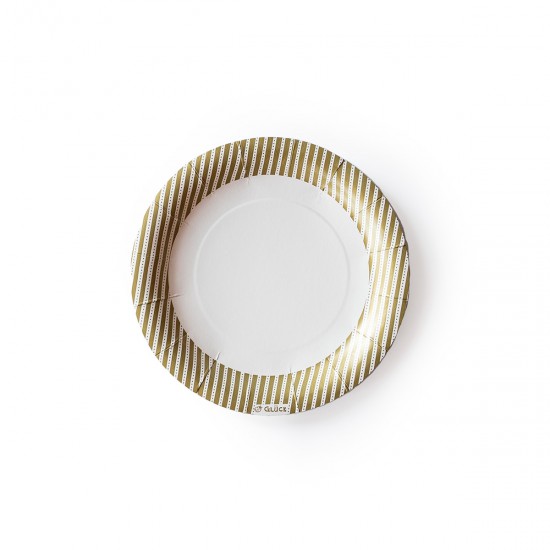Plato de Polipapel Rayas Doradas x 6
