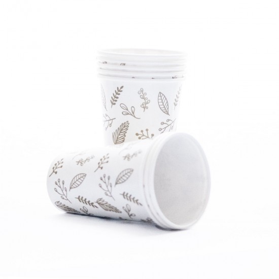 Vaso de Polipapel Hojas Doradas x 8