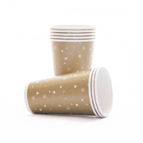 Vaso de Polipapel Estrellas Doradas x 8