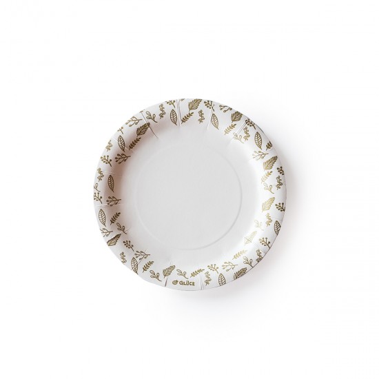Plato de Polipapel Hojas Doradas x 6