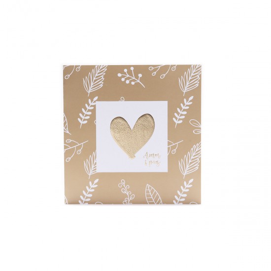 Tarjeta Navideña Stamping Hojas Doradas