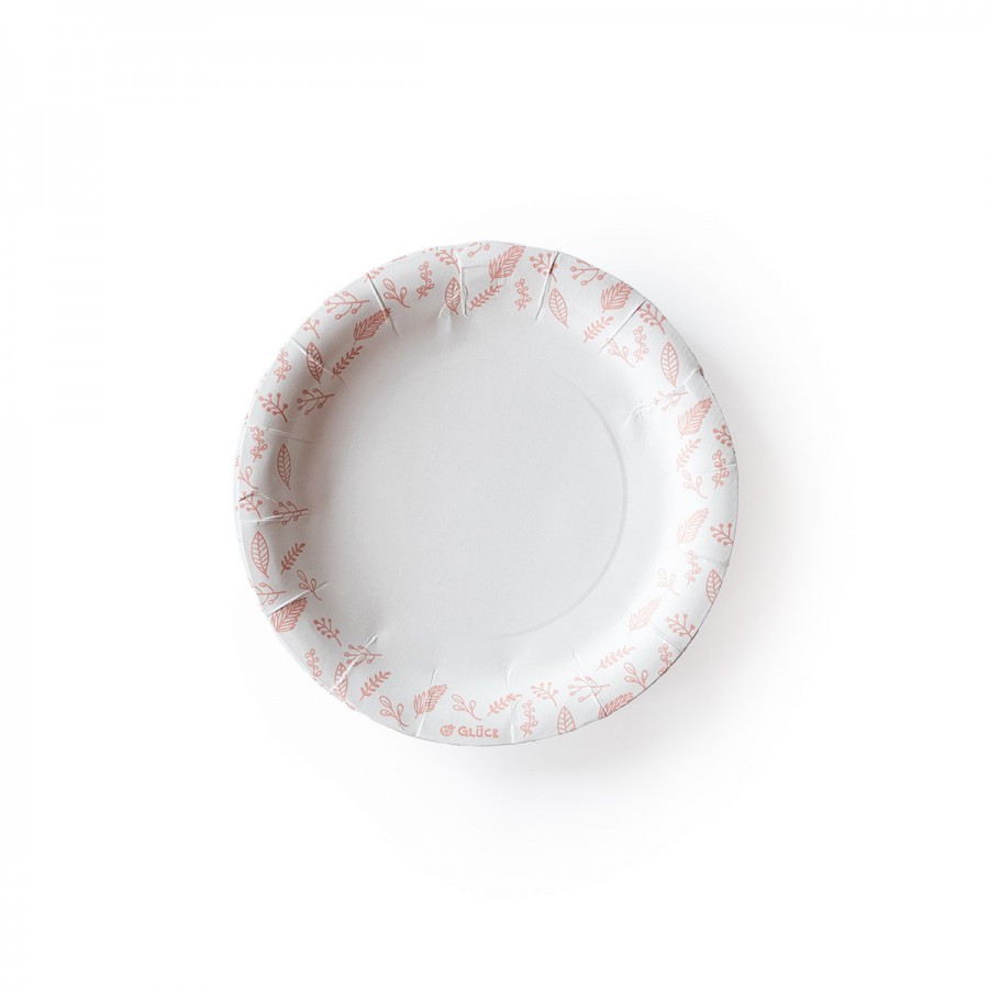Plato de Polipapel Hojas Rosas x 6