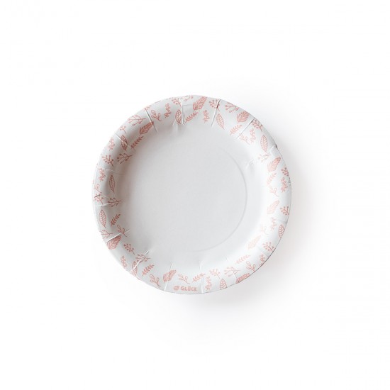 Plato de Polipapel Hojas Rosas x 6