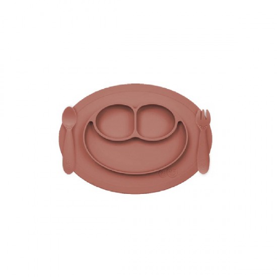 Plato y Cubiertos de Silicona EZPZ Feeding Set Sienna