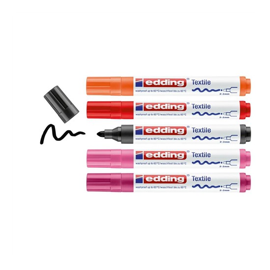 Set de 5 Marcadores Textiles Edding 4500 Colores Calidos