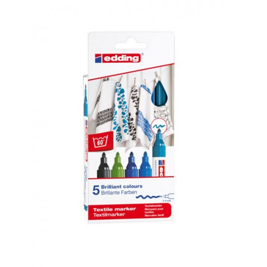 Set de 5 Marcadores Textiles Edding 4500 Colores Frios