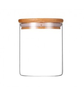 Frasco de Vidrio con Tapa de Bamboo 450ml