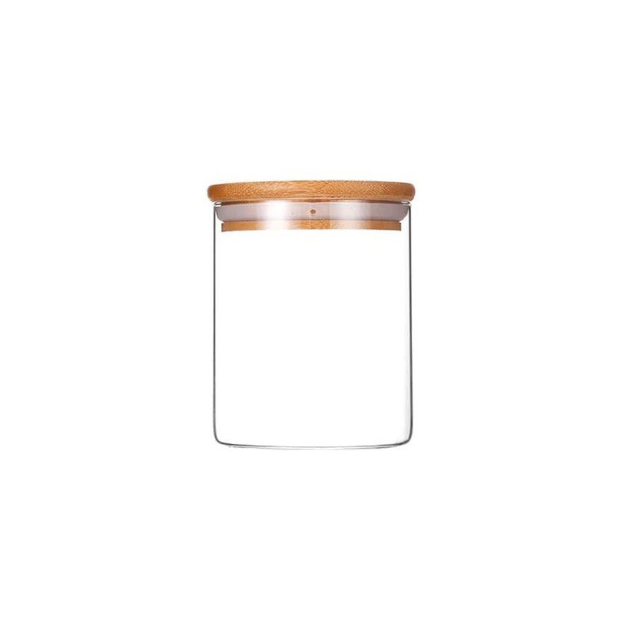 Frasco de Vidrio con Tapa de Bamboo 450ml