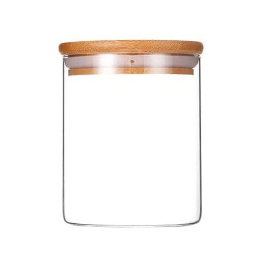 Frasco de Vidrio con Tapa de Bamboo 450ml