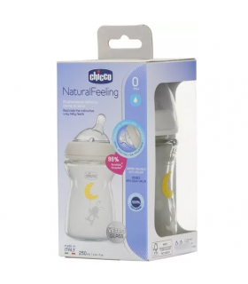Mamadera De Vidrio Chicco Biberon Natural Feeling 250ml 0m+