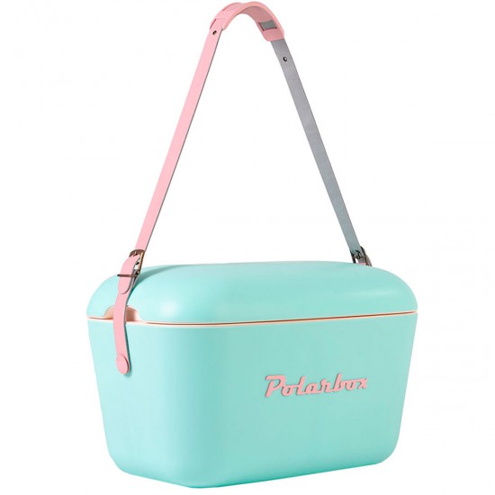 Heladerita Polarbox Verde Agua con Asa Rosa 20 l