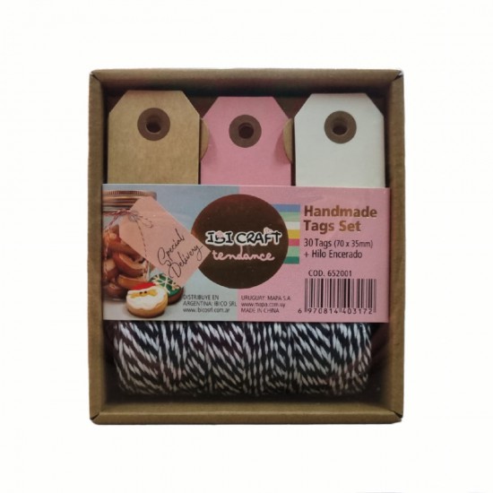 Set de 30 Tags con Hilo Negro Ibicraft
