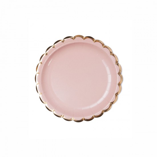 Plato de Cartón con Stamping Onda Rosa x 8