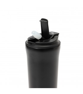 Vaso Térmico 500 ml Doble con Tapa y Sorbete Thermos Negro