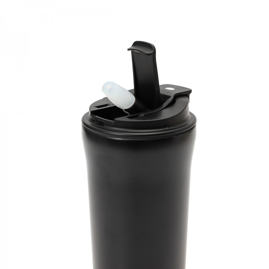 Vaso Térmico 500 ml Doble con Tapa y Sorbete Thermos Negro