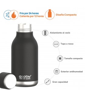 Botella Térmica Urban Black 460 ml Asobu