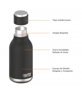 Botella Térmica Urban Black 460 ml Asobu