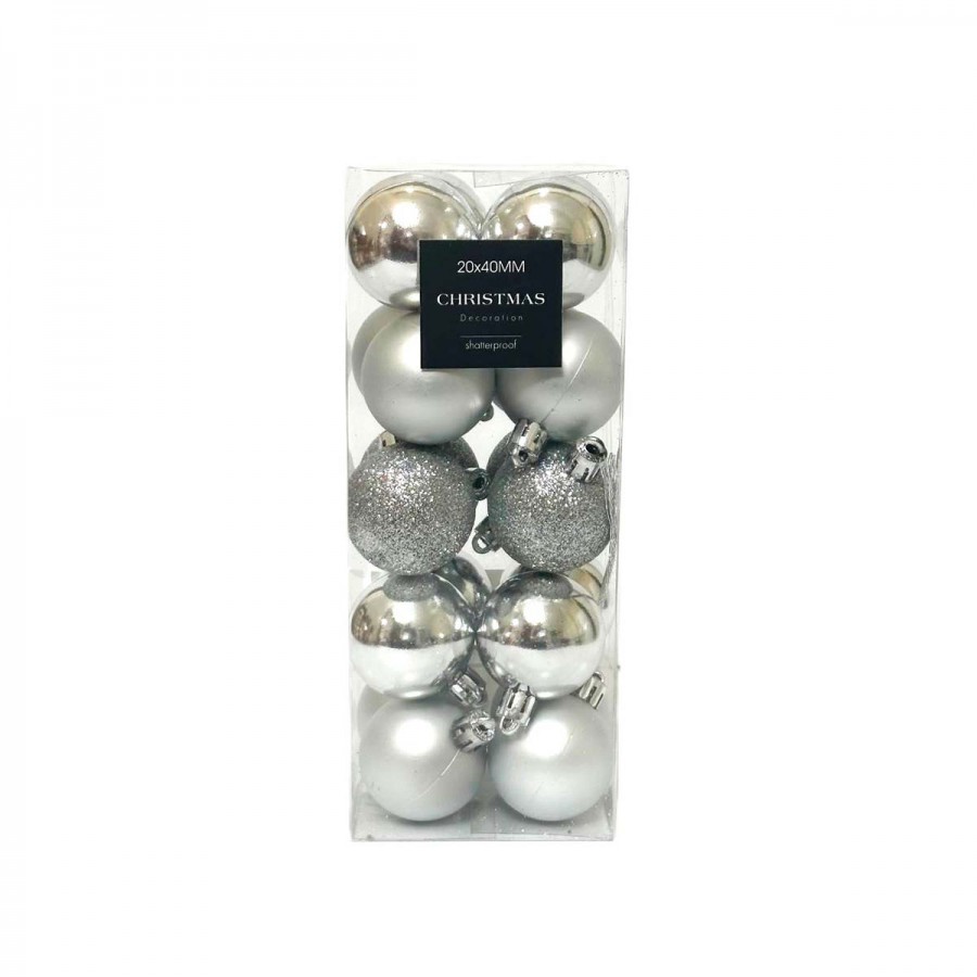 Bolas Plateadas de 4 cm x 20 Alparamis