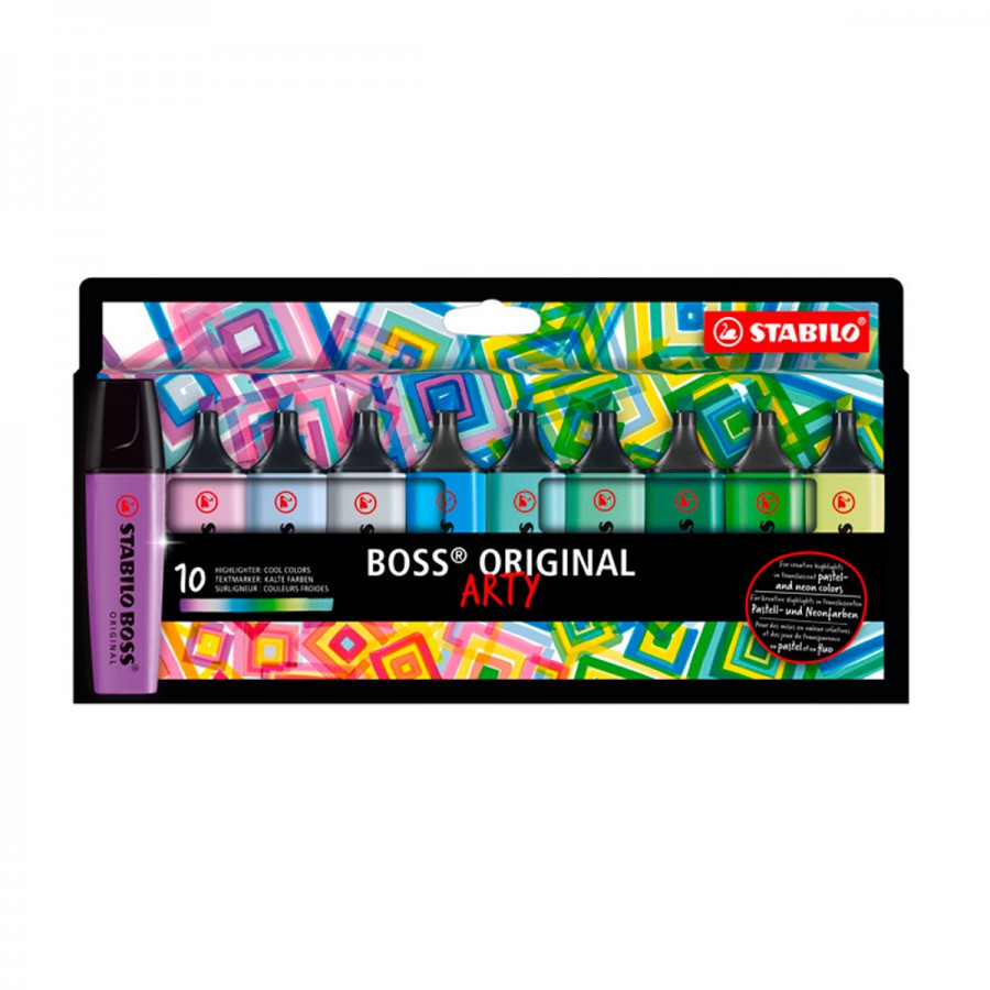 Resaltadores Boss Arty Tonos Fríos x 10