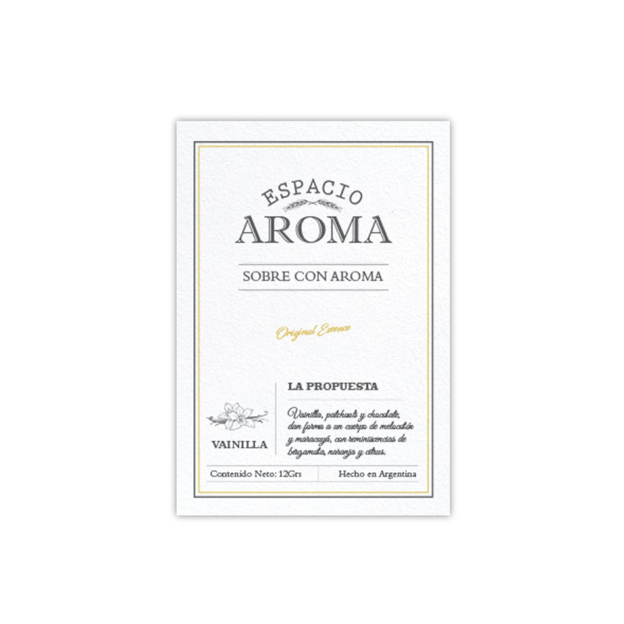 Sobre con Aroma 12 g Línea Clásica Vainilla Oriental Espacio Aroma