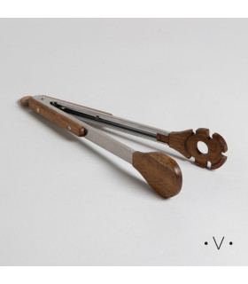 Pinzas Redondeada De Acero Inoxidable Y Madera 33cm