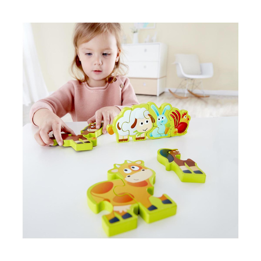 Rompecabezas Animales De Granja Y Números Hape