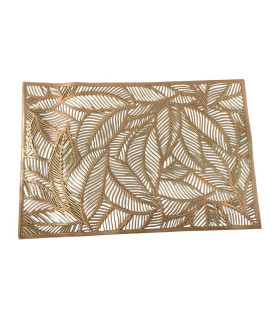 Individual Plástico Hojas Doradas 45 x 30 cm Alparamis