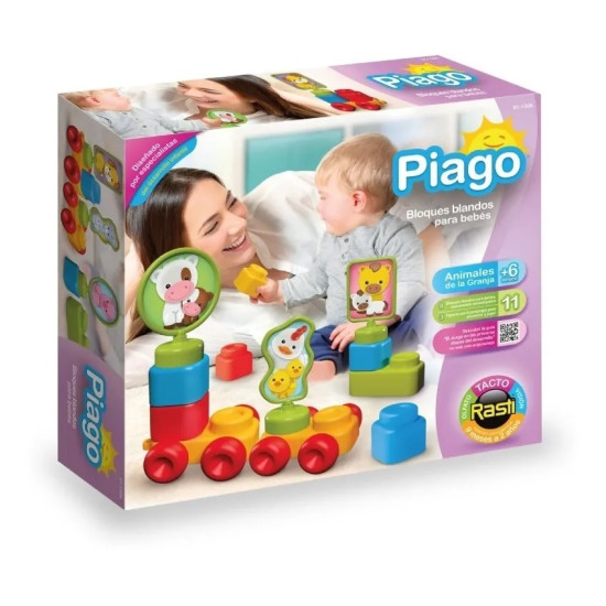 Piago Bloques Blandos Animales Granja 11 Piezas