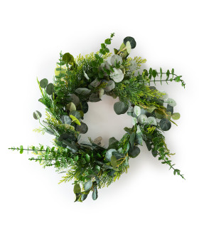 Corona Navideña de Hojas de Pino y Eucalipto 61 cm Alparamis