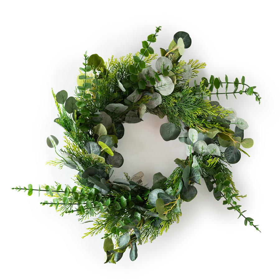 Corona Navideña de Hojas de Pino y Eucalipto 61 cm Alparamis