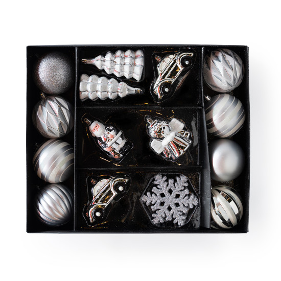 Set de 20 Adornos Surtidos para Árbol Plateados Alparamis