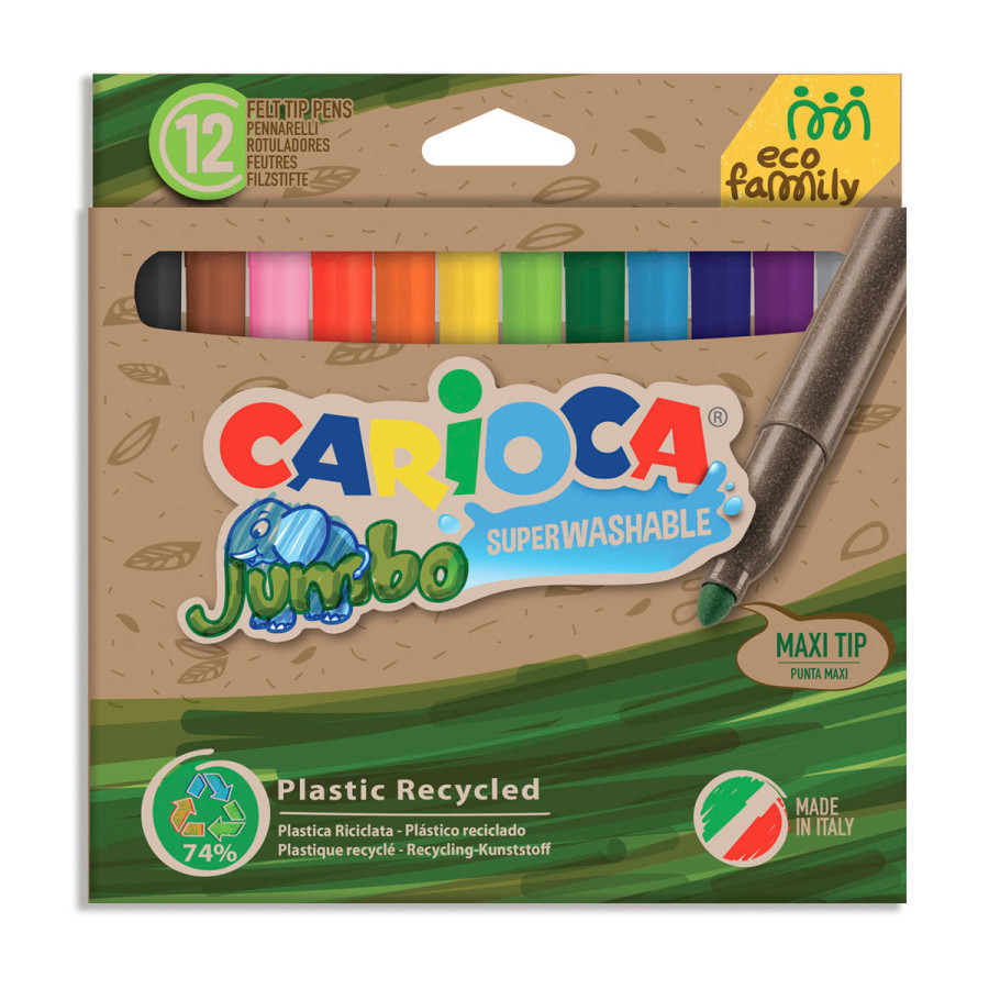 Marcadores de Colores Jumbo Punta Maxi Eco Family Carioca x 12