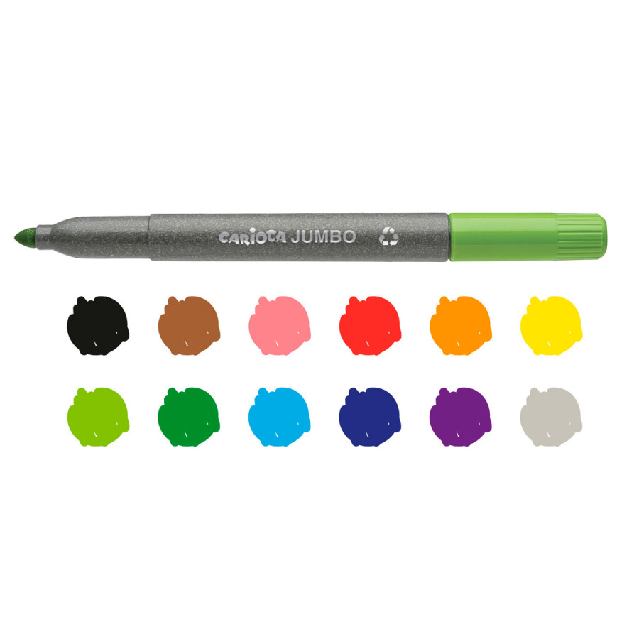 Marcadores de Colores Jumbo Punta Maxi Eco Family Carioca x 12