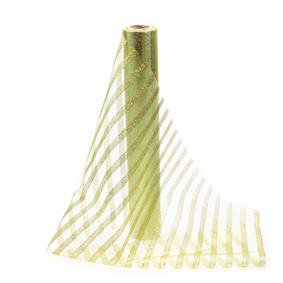 Tela Rayada Dorada 35 cm X 9 m