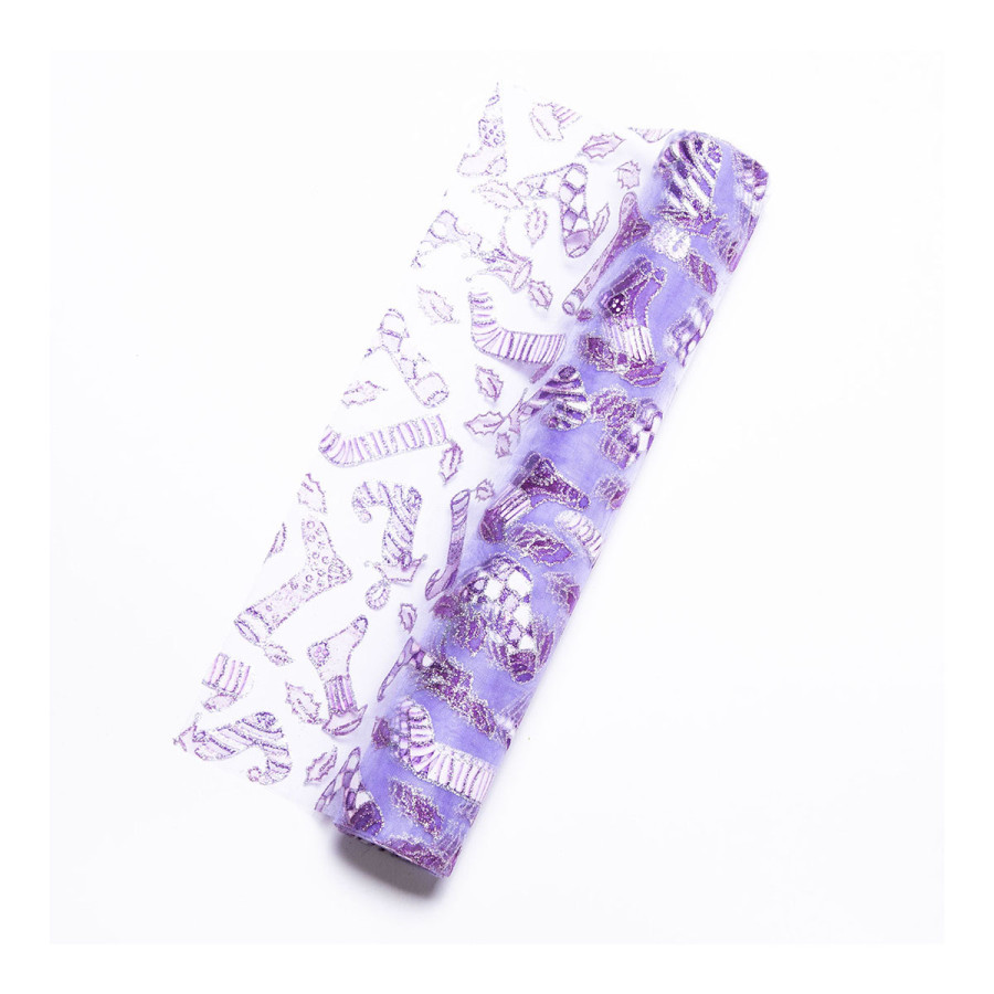 Tela Traslúcida con Medias y Botas Violetas 35 cm x 9 m