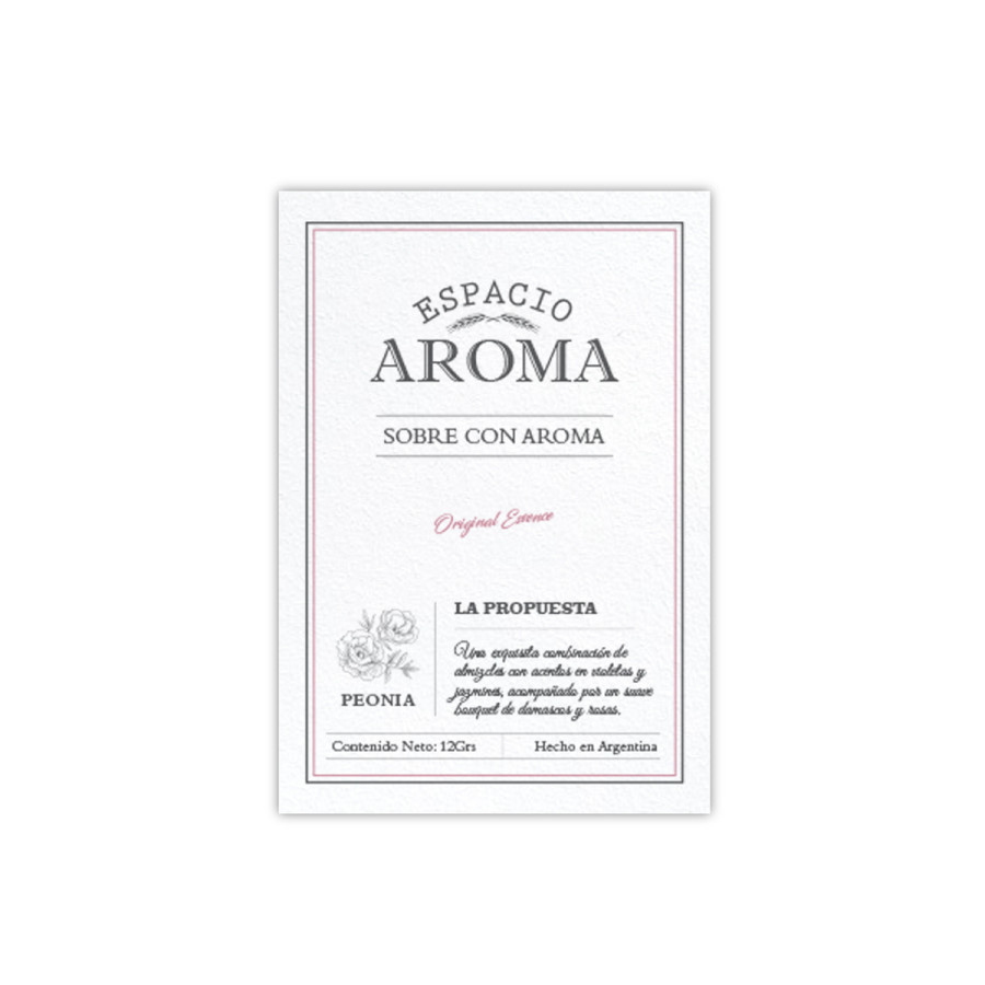Sobre con Aroma 12 g Línea Clásica Peonia Espacio Aroma