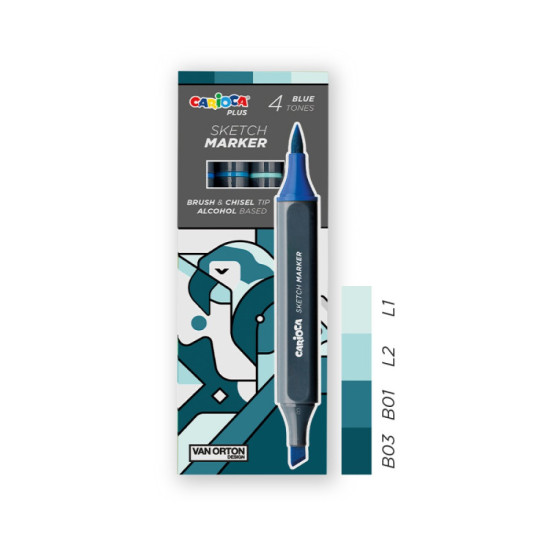 Marcadores Sketch Doble Punta Carioca Plus x 4 Azul