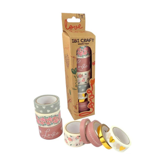Washi Tape Box 8 Rollos de 5 m Love Ibicraft